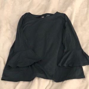 Teal shirt with flared sleeve